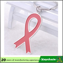 Custom Made Cheap Red Ribbon Metal Keychain